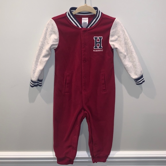 Carters fleece baby boy coverall, size 12 months - Picture 1 of 4
